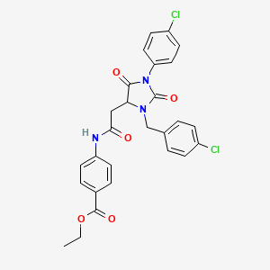 Ethyl 4-({[3-(4-chlorobenzyl)-1-(4-chlorophenyl)-2,5-dioxoimidazolidin-4-yl]acetyl}amino)benzoate