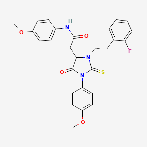 2-{3-[2-(2-fluorophenyl)ethyl]-1-(4-methoxyphenyl)-5-oxo-2-thioxoimidazolidin-4-yl}-N-(4-methoxyphenyl)acetamide