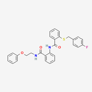 molecular formula C29H25FN2O3S B11076156 2-[(4-fluorobenzyl)sulfanyl]-N-{2-[(2-phenoxyethyl)carbamoyl]phenyl}benzamide 