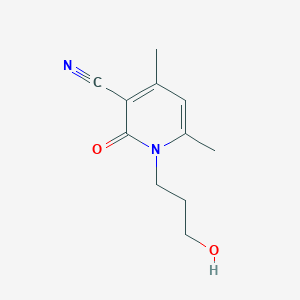 molecular formula C11H14N2O2 B11076162 1-(3-Hydroxypropyl)-4,6-dimethyl-2-oxo-1,2-dihydropyridine-3-carbonitrile 