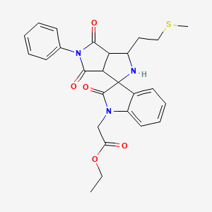 molecular formula C26H27N3O5S B11076165 Ethyl [3'-[2-(methylthio)ethyl]-2,4',6'-trioxo-5'-phenyl-3',3A',4',5',6',6A'-hexahydro-2'H-spiro[indole-3,1'-pyrrolo[3,4-C]pyrrol]-1(2H)-YL]acetate 