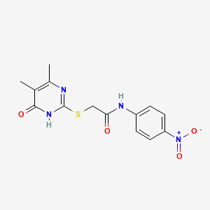 molecular formula C14H14N4O4S B11076216 2-[(4-hydroxy-5,6-dimethylpyrimidin-2-yl)sulfanyl]-N-(4-nitrophenyl)acetamide 