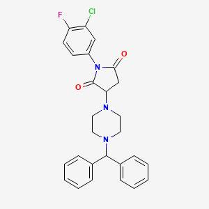 molecular formula C27H25ClFN3O2 B11076233 1-(3-Chloro-4-fluorophenyl)-3-[4-(diphenylmethyl)piperazin-1-yl]pyrrolidine-2,5-dione 