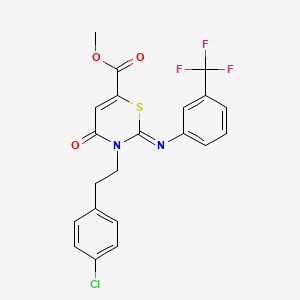 molecular formula C21H16ClF3N2O3S B11076238 methyl (2Z)-3-[2-(4-chlorophenyl)ethyl]-4-oxo-2-{[3-(trifluoromethyl)phenyl]imino}-3,4-dihydro-2H-1,3-thiazine-6-carboxylate 