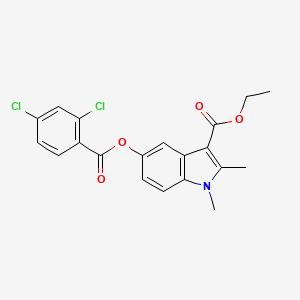 molecular formula C20H17Cl2NO4 B11076246 3-(Ethoxycarbonyl)-1,2-dimethylindol-5-yl 2,4-dichlorobenzoate 