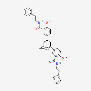 molecular formula C42H46N2O4 B11076249 2-Methoxy-5-(3-{4-methoxy-3-[(2-phenylethyl)carbamoyl]phenyl}adamantan-1-YL)-N-(2-phenylethyl)benzamide 