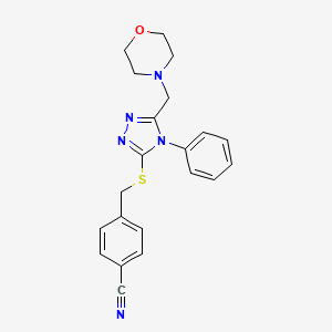 molecular formula C21H21N5OS B11076296 4-({[5-(morpholin-4-ylmethyl)-4-phenyl-4H-1,2,4-triazol-3-yl]sulfanyl}methyl)benzonitrile 