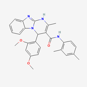 molecular formula C28H28N4O3 B11076304 4-(2,4-dimethoxyphenyl)-N-(2,4-dimethylphenyl)-2-methyl-1,4-dihydropyrimido[1,2-a]benzimidazole-3-carboxamide 