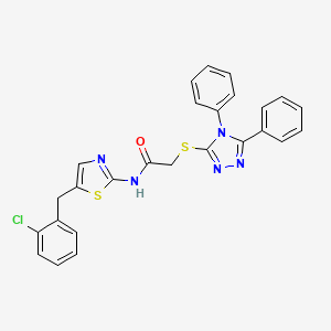 molecular formula C26H20ClN5OS2 B11076348 N-[5-(2-chlorobenzyl)-1,3-thiazol-2-yl]-2-[(4,5-diphenyl-4H-1,2,4-triazol-3-yl)sulfanyl]acetamide 