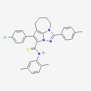 molecular formula C31H29ClN4S B11076358 4-(4-chlorophenyl)-N-(2,5-dimethylphenyl)-1-(4-methylphenyl)-5,6,7,8-tetrahydro-2,2a,8a-triazacyclopenta[cd]azulene-3-carbothioamide 