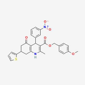 4-Methoxybenzyl 2-methyl-4-(3-nitrophenyl)-5-oxo-7-(thiophen-2-yl)-1,4,5,6,7,8-hexahydroquinoline-3-carboxylate