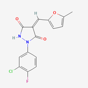 (4Z)-1-(3-chloro-4-fluorophenyl)-4-[(5-methylfuran-2-yl)methylidene]pyrazolidine-3,5-dione