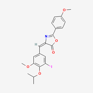 molecular formula C21H20INO5 B11076389 (4E)-4-[3-iodo-5-methoxy-4-(propan-2-yloxy)benzylidene]-2-(4-methoxyphenyl)-1,3-oxazol-5(4H)-one 