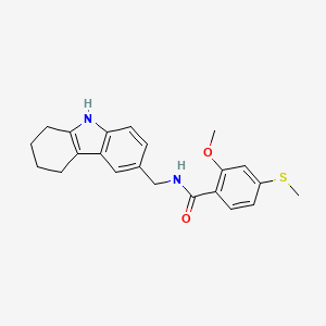 molecular formula C22H24N2O2S B11076404 2-methoxy-4-(methylsulfanyl)-N-(2,3,4,9-tetrahydro-1H-carbazol-6-ylmethyl)benzamide 