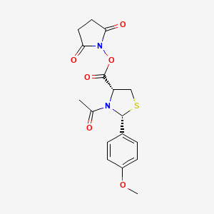 molecular formula C17H18N2O6S B11076420 1-({[(2R,4R)-3-acetyl-2-(4-methoxyphenyl)-1,3-thiazolidin-4-yl]carbonyl}oxy)pyrrolidine-2,5-dione 