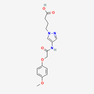 molecular formula C16H19N3O5 B11076430 4-(4-{[(4-methoxyphenoxy)acetyl]amino}-1H-pyrazol-1-yl)butanoic acid 