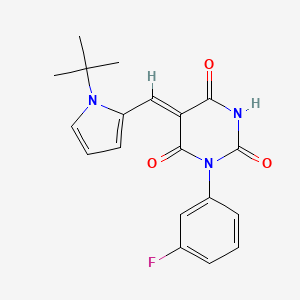 molecular formula C19H18FN3O3 B11076453 Pyrimidine-2,4,6-trione, 5-(1-tert-butyl-1H-pyrrol-2-ylmethylene)-1-(3-fluorophenyl)- 