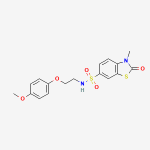 molecular formula C17H18N2O5S2 B11076464 N-[2-(4-methoxyphenoxy)ethyl]-3-methyl-2-oxo-2,3-dihydro-1,3-benzothiazole-6-sulfonamide 