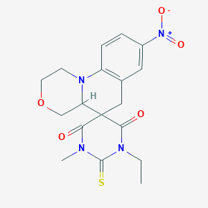 molecular formula C18H20N4O5S B11076473 1'-ethyl-3'-methyl-8-nitro-2'-thioxo-1,2,4,4a-tetrahydro-2'H,6H-spiro[1,4-oxazino[4,3-a]quinoline-5,5'-pyrimidine]-4',6'(1'H,3'H)-dione CAS No. 696607-26-8