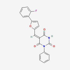 (5E)-5-{[5-(2-fluorophenyl)furan-2-yl]methylidene}-1-phenylpyrimidine-2,4,6(1H,3H,5H)-trione