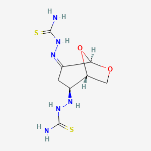 molecular formula C8H14N6O2S2 B11076488 2-{(1S,2S,5R)-2-[2-(Aminocarbothioyl)hydrazino]-6,8-dioxabicyclo[3.2.1]oct-4-yliden}-1-hydrazinecarbothioamide 