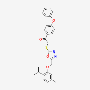 2-({5-[(2-Isopropyl-5-methylphenoxy)methyl]-1,3,4-oxadiazol-2-YL}sulfanyl)-1-(4-phenoxyphenyl)-1-ethanone