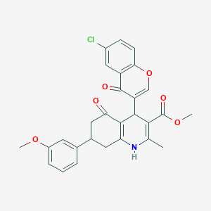 methyl 4-(6-chloro-4-oxo-4H-chromen-3-yl)-7-(3-methoxyphenyl)-2-methyl-5-oxo-1,4,5,6,7,8-hexahydroquinoline-3-carboxylate