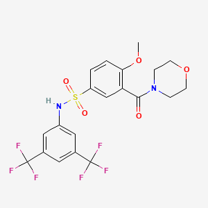 molecular formula C20H18F6N2O5S B11076534 N-[3,5-bis(trifluoromethyl)phenyl]-4-methoxy-3-(morpholin-4-ylcarbonyl)benzenesulfonamide 