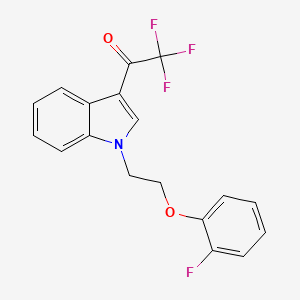 molecular formula C18H13F4NO2 B11076555 2,2,2-trifluoro-1-{1-[2-(2-fluorophenoxy)ethyl]-1H-indol-3-yl}ethanone 