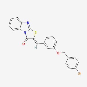 molecular formula C23H15BrN2O2S B11076563 (2Z)-2-{3-[(4-bromobenzyl)oxy]benzylidene}[1,3]thiazolo[3,2-a]benzimidazol-3(2H)-one 