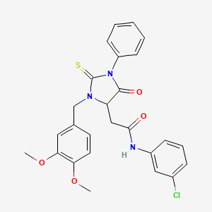 N-(3-chlorophenyl)-2-[3-(3,4-dimethoxybenzyl)-5-oxo-1-phenyl-2-thioxoimidazolidin-4-yl]acetamide