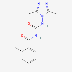 molecular formula C13H15N5O2 B11076573 Urea, 1-(3,5-dimethyl-[1,2,4]triazol-4-yl)-3-(2-methylbenzoyl)- 