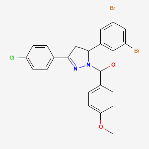 molecular formula C23H17Br2ClN2O2 B11076597 7,9-Dibromo-2-(4-chlorophenyl)-5-(4-methoxyphenyl)-1,10b-dihydropyrazolo[1,5-c][1,3]benzoxazine 