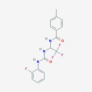 4-methyl-N-(2,2,2-trifluoro-1-{[(2-fluorophenyl)carbamoyl]amino}ethyl)benzamide