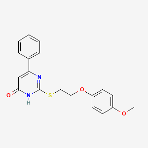 molecular formula C19H18N2O3S B11076627 2-{[2-(4-methoxyphenoxy)ethyl]sulfanyl}-6-phenylpyrimidin-4(3H)-one 