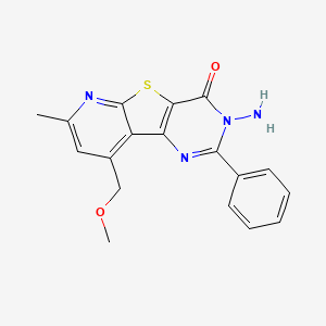 molecular formula C18H16N4O2S B11076632 5-amino-13-(methoxymethyl)-11-methyl-4-phenyl-8-thia-3,5,10-triazatricyclo[7.4.0.02,7]trideca-1(13),2(7),3,9,11-pentaen-6-one 