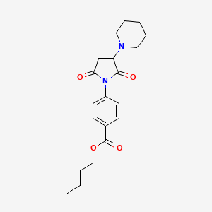 molecular formula C20H26N2O4 B11076672 Butyl 4-[2,5-dioxo-3-(piperidin-1-yl)pyrrolidin-1-yl]benzoate 