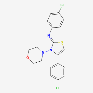 molecular formula C19H17Cl2N3OS B11076680 N-(4-Chlorophenyl)-N-[4-(4-chlorophenyl)-3-morpholino-1,3-thiazol-2(3H)-yliden]amine 