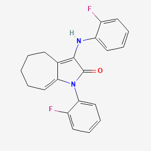 molecular formula C21H18F2N2O B11076684 1-(2-fluorophenyl)-3-[(2-fluorophenyl)amino]-4,5,6,7-tetrahydrocyclohepta[b]pyrrol-2(1H)-one 