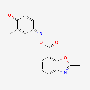 molecular formula C16H12N2O4 B11076756 2,5-Cyclohexadien-1-one, 2-methyl-4-[[[(2-methyl-1,3-benzoxazol-7-yl)carbonyl]oxy]imino]- 