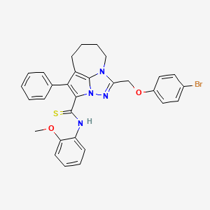 1-[(4-bromophenoxy)methyl]-N-(2-methoxyphenyl)-4-phenyl-5,6,7,8-tetrahydro-2,2a,8a-triazacyclopenta[cd]azulene-3-carbothioamide