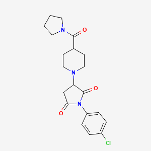 molecular formula C20H24ClN3O3 B11076772 1-(4-Chlorophenyl)-3-[4-(pyrrolidin-1-ylcarbonyl)piperidin-1-yl]pyrrolidine-2,5-dione 