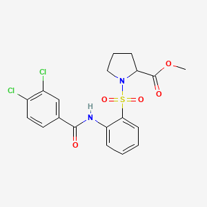 molecular formula C19H18Cl2N2O5S B11076799 Methyl 1-[(2-{[(3,4-dichlorophenyl)carbonyl]amino}phenyl)sulfonyl]prolinate 