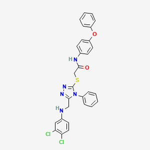 molecular formula C29H23Cl2N5O2S B11076809 2-[(5-{[(3,4-dichlorophenyl)amino]methyl}-4-phenyl-4H-1,2,4-triazol-3-yl)sulfanyl]-N-(4-phenoxyphenyl)acetamide CAS No. 539809-57-9