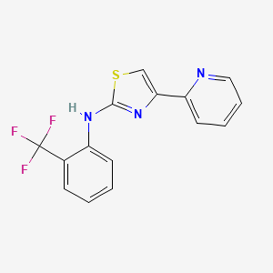 molecular formula C15H10F3N3S B11076839 4-(pyridin-2-yl)-N-[2-(trifluoromethyl)phenyl]-1,3-thiazol-2-amine 