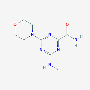 molecular formula C9H14N6O2 B11076903 4-(Methylamino)-6-(morpholin-4-yl)-1,3,5-triazine-2-carboxamide 