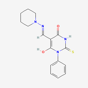 (5Z)-1-phenyl-5-[(piperidin-1-ylamino)methylidene]-2-sulfanylpyrimidine-4,6(1H,5H)-dione