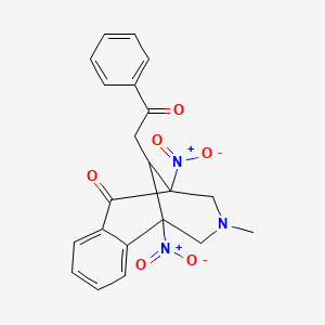 molecular formula C21H19N3O6 B11076949 3-methyl-1,5-dinitro-11-(2-oxo-2-phenylethyl)-2,3,4,5-tetrahydro-1,5-methano-3-benzazocin-6(1H)-one 