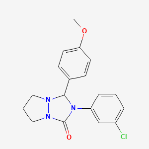 molecular formula C18H18ClN3O2 B11076952 2-(3-chlorophenyl)-3-(4-methoxyphenyl)tetrahydro-1H,5H-pyrazolo[1,2-a][1,2,4]triazol-1-one 