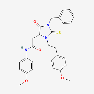 2-{1-Benzyl-3-[2-(4-methoxyphenyl)ethyl]-5-oxo-2-sulfanylideneimidazolidin-4-YL}-N-(4-methoxyphenyl)acetamide